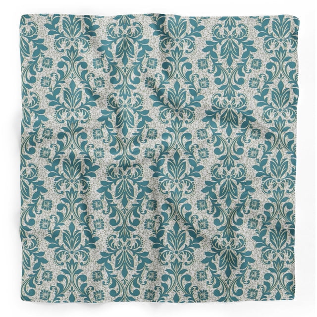 Bimba White Vector Design Damask Printed Pure Silk Scarf For Hair Neck Head Bandanas For Women 40 x 80 Inches