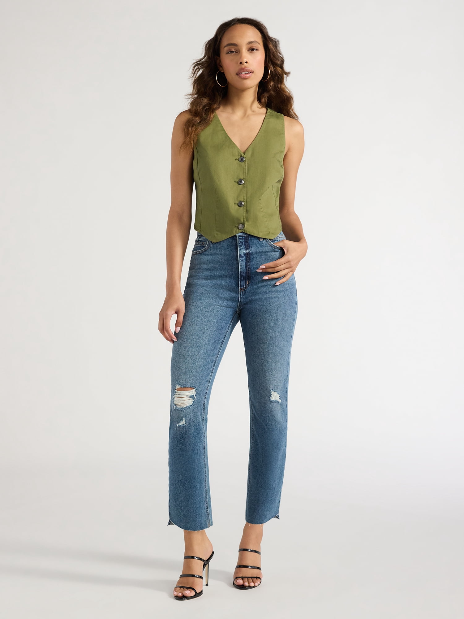 Sofia Jeans Women's Twill Vest, Sizes XS-XXXL