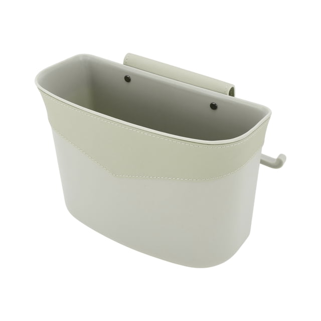Bote de basura para automóvil Unique Bargains, respaldo de asiento, ABS, cuero sintético, ovalado, blanco, 1 Pc