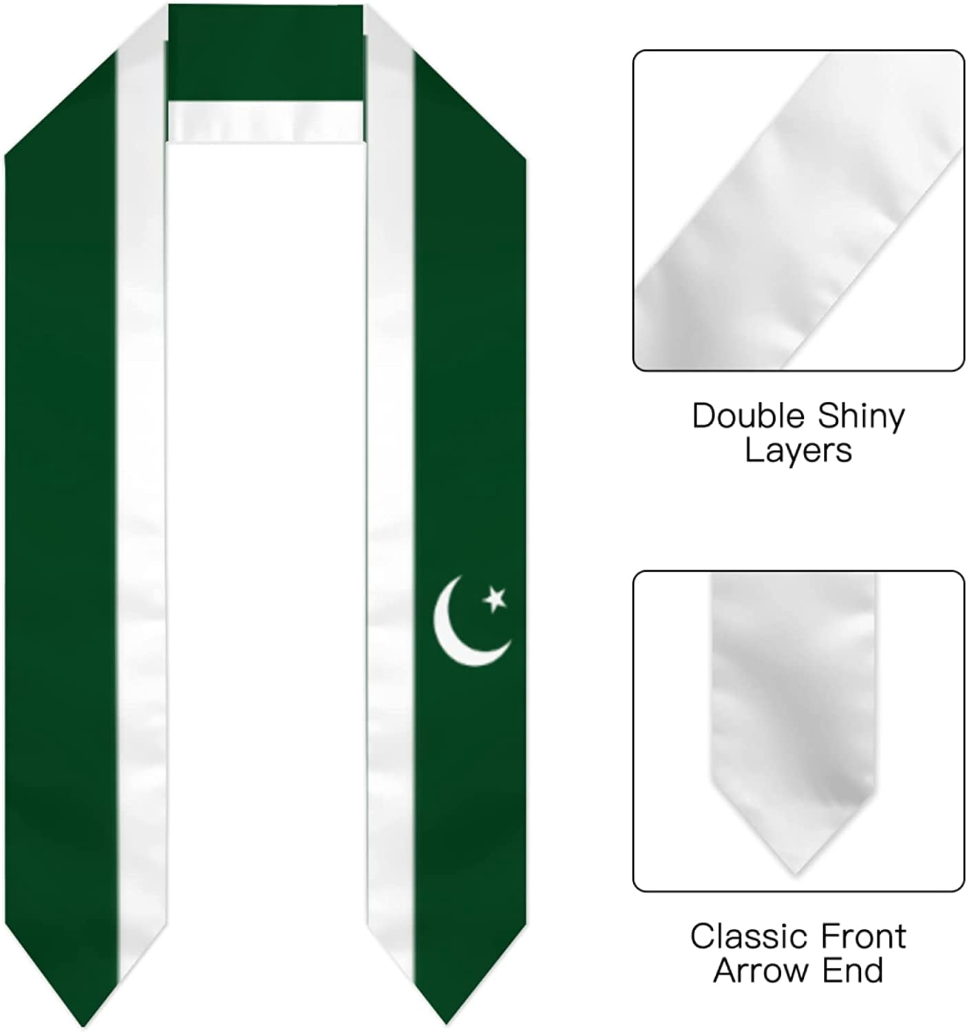 DABOYOZHZH Pakistan Flag Graduation Shawl Sash Stole Wraps Scraf