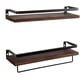 thumbnail image 1 of Estante de pared flotante de madera, estantes flotantes montados en la pared con toallero, estantes de almacenamiento rústicos, ideal para sala de estar, dormitorio, pasillo, baño, 2 piezas, 1 of 6