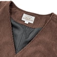 thumbnail image 3 of Men's Retro Corduroy Button Down Vest Smart Casual Lightweight Sleeveless Outerwear Waistcoat Brown Size XXL, 3 of 4