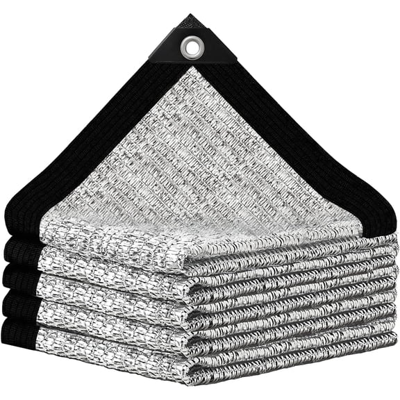 MISSMILE Aluminum Shade Cloth 10x10',80% Aluminum Reflective tarp,Durable Mesh Tarp with Grommets,Shade Cloth for Garden,Car,Outdoor Pergola,Greenhouse,Chicken Coop and Dog Kennel(Silver)