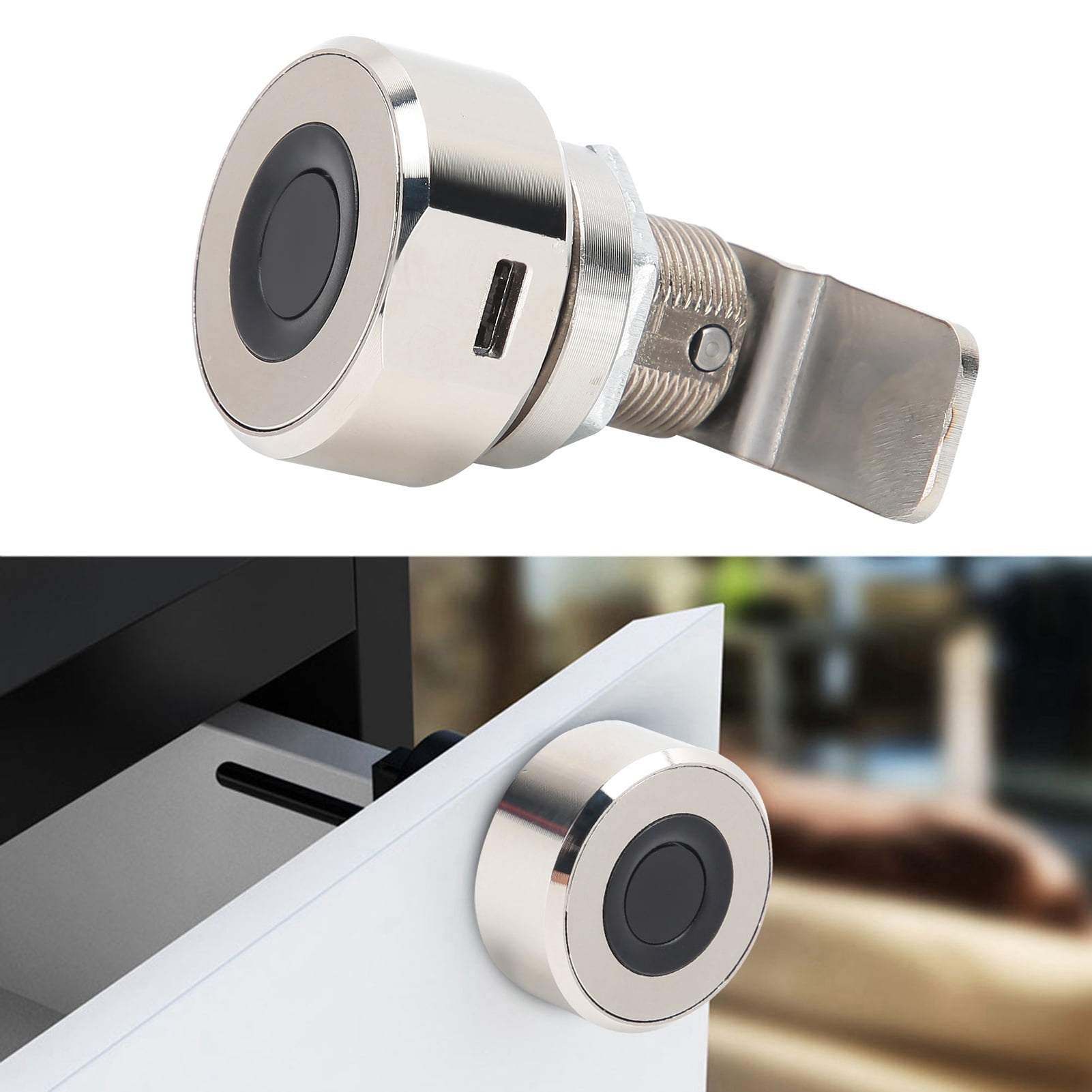 Nieyigj Automatic Smart Fingerprint Drawer Lock for Furniture Cabinet, 3.7V Rechargeable Lithium Battery Keyless Entry File Cabinet Lock, Zinc Alloy