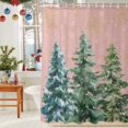 thumbnail image 6 of Christmas Tree Shower Curtains for Bathroom, Watercolor Winter Snowflakes Pink Waterproof Fabric Shower Curtain for Bathroom Bathtub Decoration, Machine Washable, 54x"78", 6 of 9
