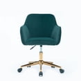 thumbnail image 5 of PORKISS Desk Chair, Modern Velvet Fabric 360° Swivel Height Adjustable Comfy Upholstered Leisure Arm Accent Chair, Dark Green, 5 of 7