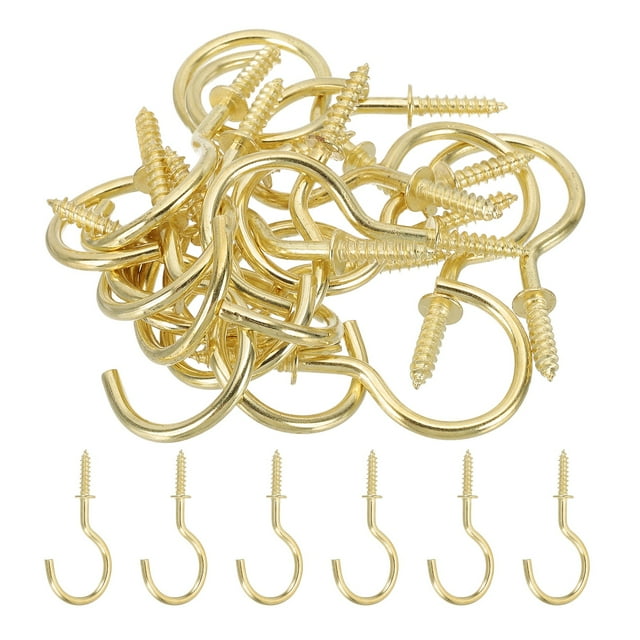 Uxcell Ceiling Hooks for Hanging Plants Copper Plating Metal Screw-in Ceiling Cup Hooks Self-Tapping Screw Eye Bolt 2.2 Inch