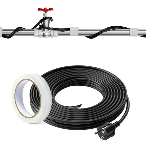 VEVOR Self-Regulating Pipe Heating Cable, 18-feet 5W/ft Heat Tape for Pipes Freeze Protection, Protects PVC Hose, Metal and Plastic Pipe from Freezing, 120V