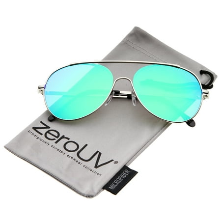 zeroUV - Classic Brow Bar Semi-Rimless Colored Mirror Lens Aviator Sunglasses 57mm - 57mm