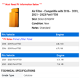 thumbnail image 2 of Air Filter - Compatible with 2016 - 2019, 2021 - 2023 Ford F750 2017 2018 2022, 2 of 2