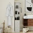 thumbnail image 6 of FFZ 73" Tall Slim Storage Cabinet 3-Tier Media 3 Drawers 2 Hooks Bookcase Display Antique White, 6 of 8