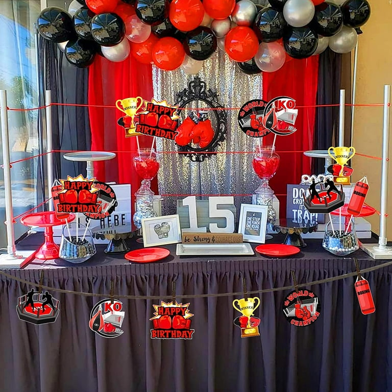  24 Pieces Red Black Birthday Party Decorations Table