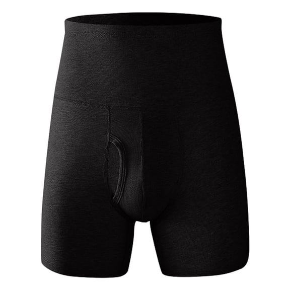 EliteGoogv High Waist Boxer Briefs For Men Plus Size Thermal Trunks Black XL