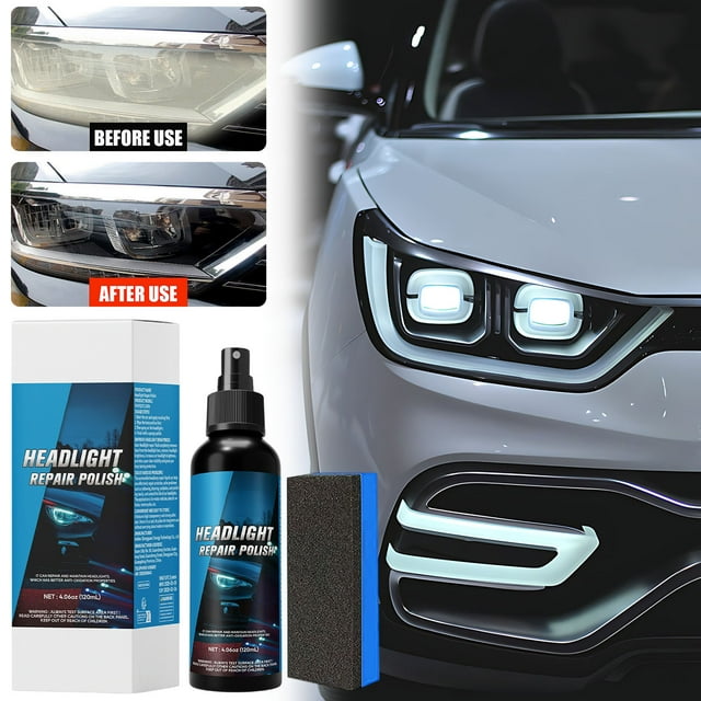 Limpiador de faros Limpiador de faros de coche Solución de limpieza y recubrimiento de faros de larga duración Restaura y pule faros Limpiador de faros de coche Kit de faros 120 ml Loción reparadora d