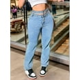 thumbnail image 3 of Women's High Waisted Cutout Jeans Waist Sculpting Trendy Youthful Vibe Design, 3 of 6