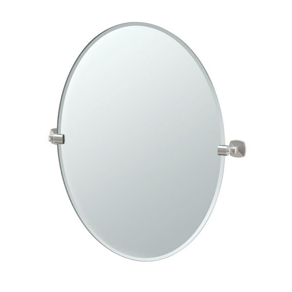 Gatco Jewel 32" Frameless Oval Mirror, Satin Nickel