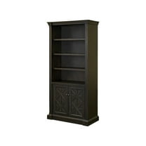 Traditional Wood Bookcase With Doors Office Shelving Storage Cabinet Dark Brown