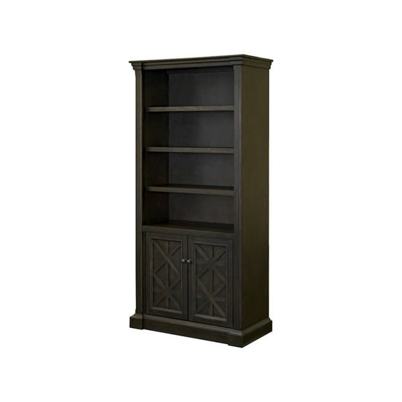 Traditional Wood Bookcase With Doors Office Shelving Storage Cabinet Dark Brown