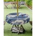 thumbnail image 4 of nqOlkjepod Vintage Navy Blue Outdoor Tablecloth with Umbrella Hole & Zipper, Marble Abstract Art Round Table Cover 54 Inch, Dining Waterproof Table Cloth Protector for Patio/Party/Picnic, 4 of 7