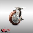 thumbnail image 2 of 4 Inch 316SS Maroon Polyurethane Wheel Swivel Top Plate Caster with Brake SCC, 2 of 2