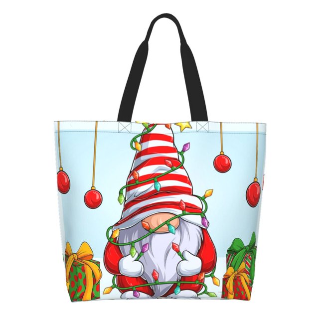 Easygdp Funny Christmas Gnome Bolsas Tote para Mujer, Bolsos de Hombro para Viaje, Bolsos de Mano de Gran Capacidad para Compras y Trabajo