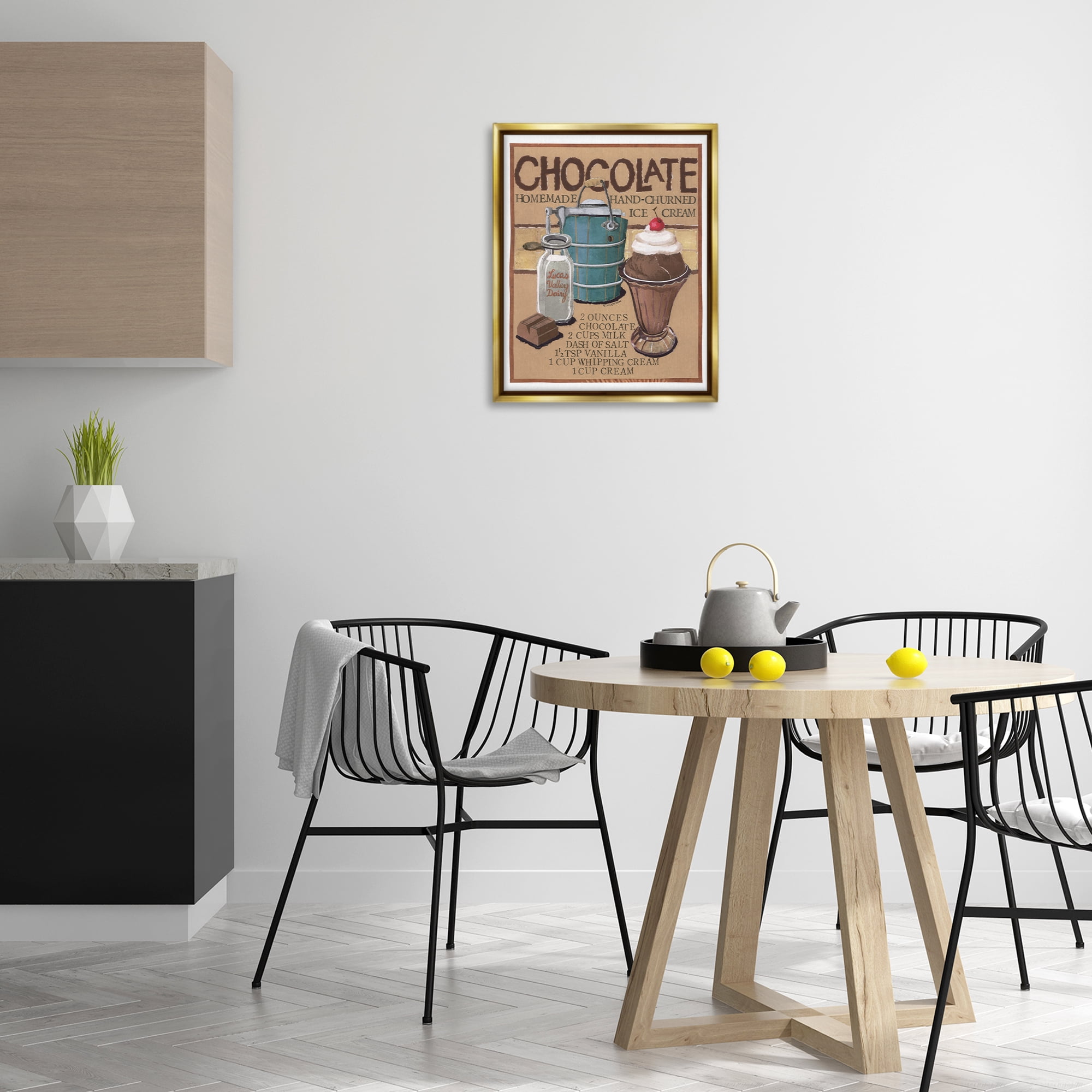 Stupell Industries Chocolate Ice Cream Food & Beverage Painting Gold Floater Framed Art Print Wall Art, 17 x 21