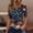 Multicolor-B, variant on Daiosportswear Ladies' Independence Day Printed Button Short Sleeved V-Neck Top/Shirt Multicolor-FF L(L)