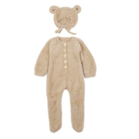 

WIQUOKETT Baby Onesie Girls Romper Long Sleeved Furry Wrap Children s Crawling Clothes with Cute Cap