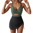thumbnail image 2 of WTOBBY Women's One-Piece Swimsuit Solid Color with Bra Pads Non-Steel Support Sexy Bikini Set Adjustable Straps for Beach Pool Summer Swimwear,Green M, 2 of 5