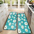 thumbnail image 4 of Kitchen Rugs Sets Of 2,Turquoise Daisy Flower Pattern Anti Fatigue Kitchen Mat Rugs Non Slip Washable,Decorative Kitchen Floor Mats for Kitchen,Sink,Laundry,17"x47"+17"x47", 4 of 5