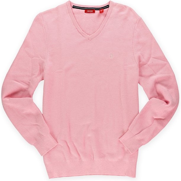 IZOD Mens Fine Gauge Text Pullover Sweater, Rosa, Grande