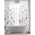thumbnail image 6 of Pink Blue Spring Floral Semi Sheer Curtains 84 Inch Length 2 Panels Set, Watercolor Elegant Botanical Sheer Kitchen Curtain Privacy Voile Window Curtain for Living Room Bedroom Rod Pocket Drapes, 6 of 7