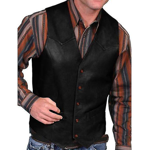 Chaleco vaquero de cuero occidental de moda para hombre, ropa de abrigo de primavera y otoño, abrigo de cintura de cuero sintético, chaleco, abrigo de talla grande