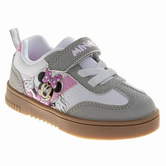 Disney Minnie Mouse Girls Court Sneakers (Toddler Little Kids), Grey Pink White, Size: 7