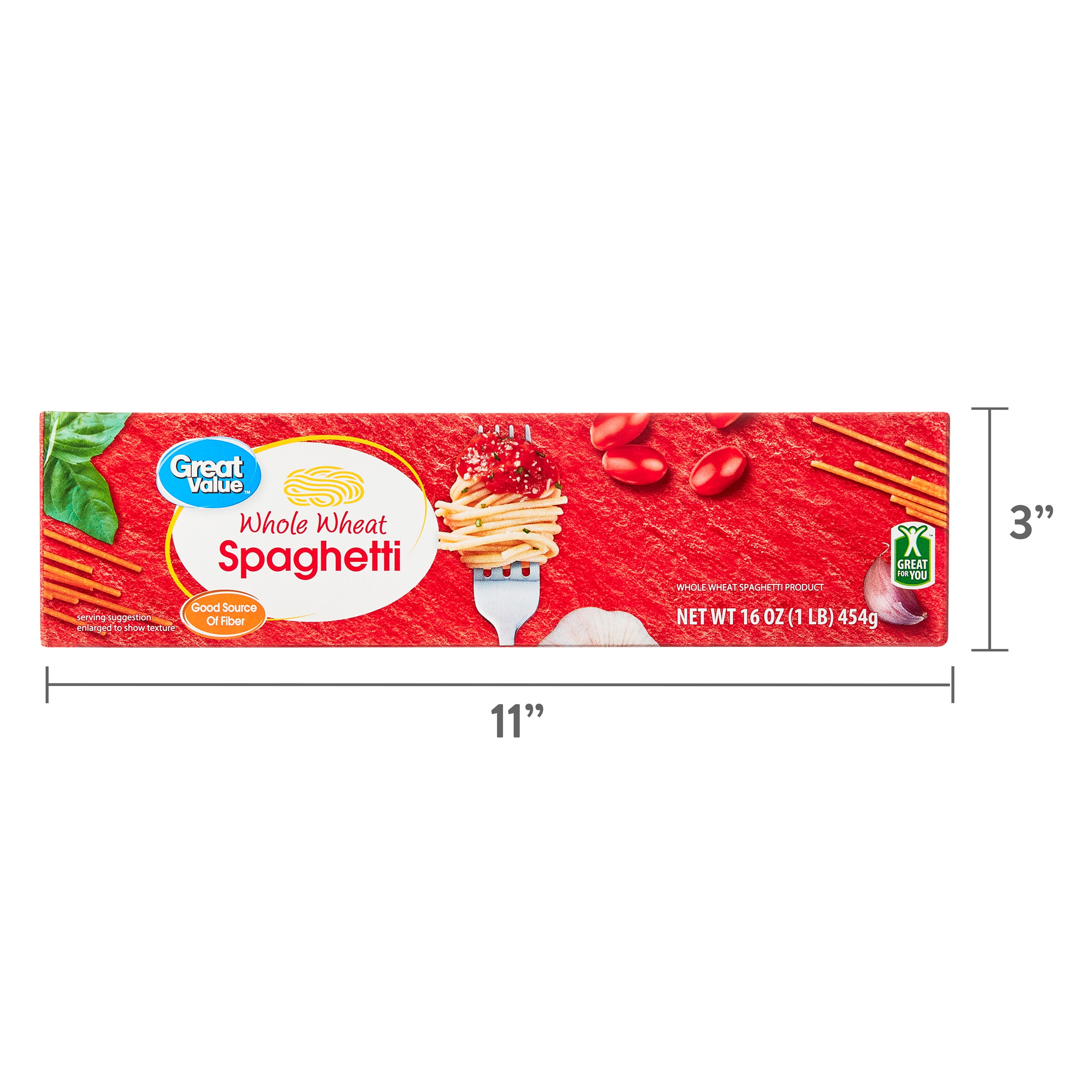 Great Value Whole Wheat Spaghetti, 16 oz (Shelf Stable)