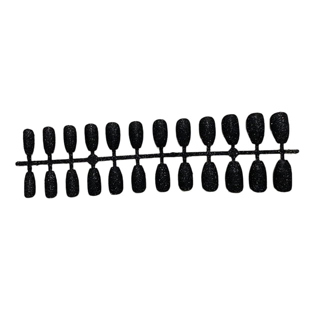 Vogacara Uñas postizas con purpurina para mujer, prensa de belleza, herramientas de manicura desmontables, producto DIY, parche de cobertura completa Arte de uñas Negro Vogacara CE012362-02B