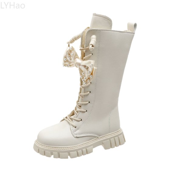 LYHao Fashion Autumn Children Girls Sports Shoes Flat Thick Bottom Non Slip Easy To Wear PU Upper Comfortable Boots ,Girls Boots Sizes 10.5 Beige(4-4.5 Years)