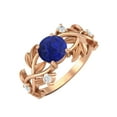 thumbnail image 2 of 6MM Round Lapis 925 Silver Rose Plated Solitaire Women Classic Valentines Day Gifts Ring, 2 of 4