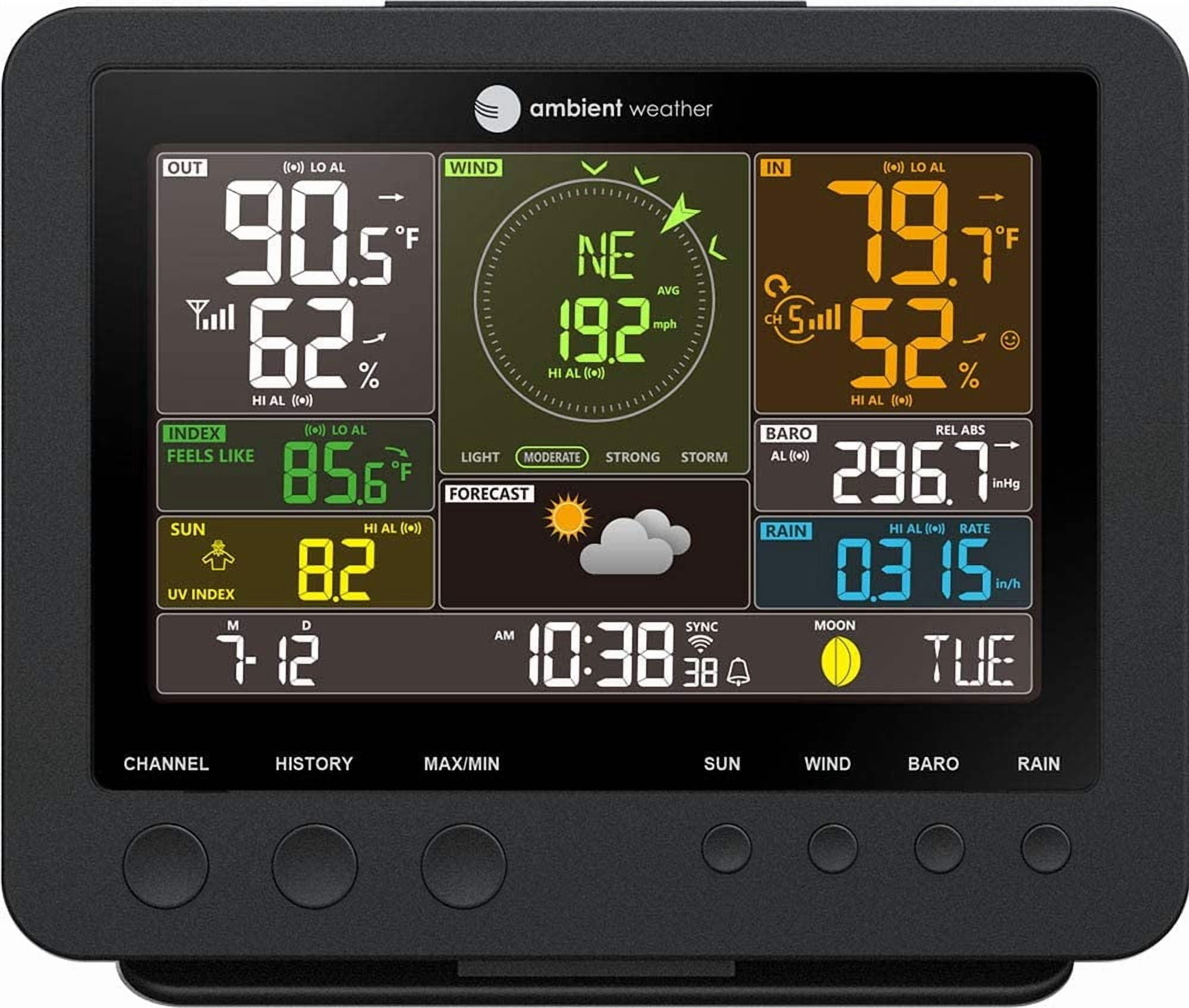 Ambient Weather WS-7078 Home Weather Station with Wi-Fi, Remote Monitoring, and Alerts