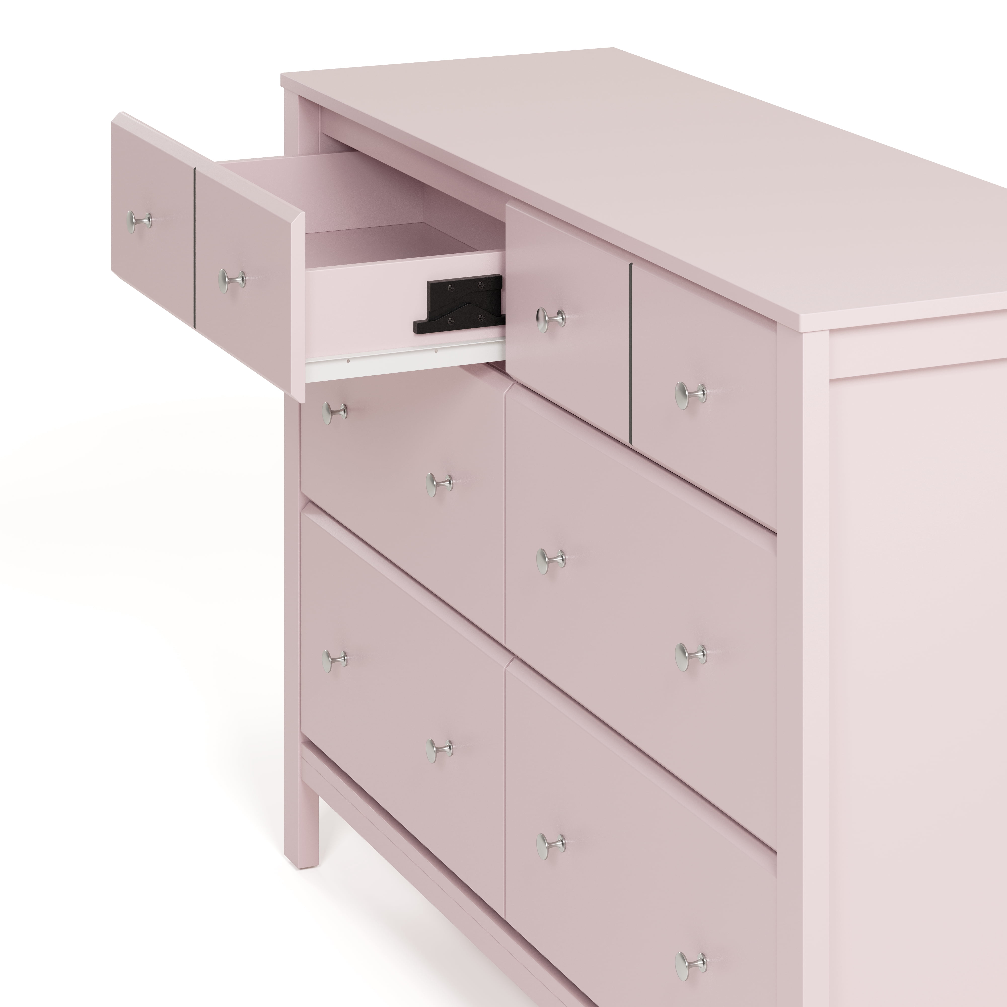 Storkcraft Horizon 6 Drawer Nursery Double Dresser, Blush