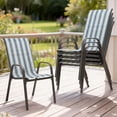 thumbnail image 4 of FUNDAZE Outdoor Dining Chairs Set of 4, Patio Dining Chair Stackable Armrest Patio Chairs Space Saving for Garden Backyard Deck, Blue Stripe, 4 of 8