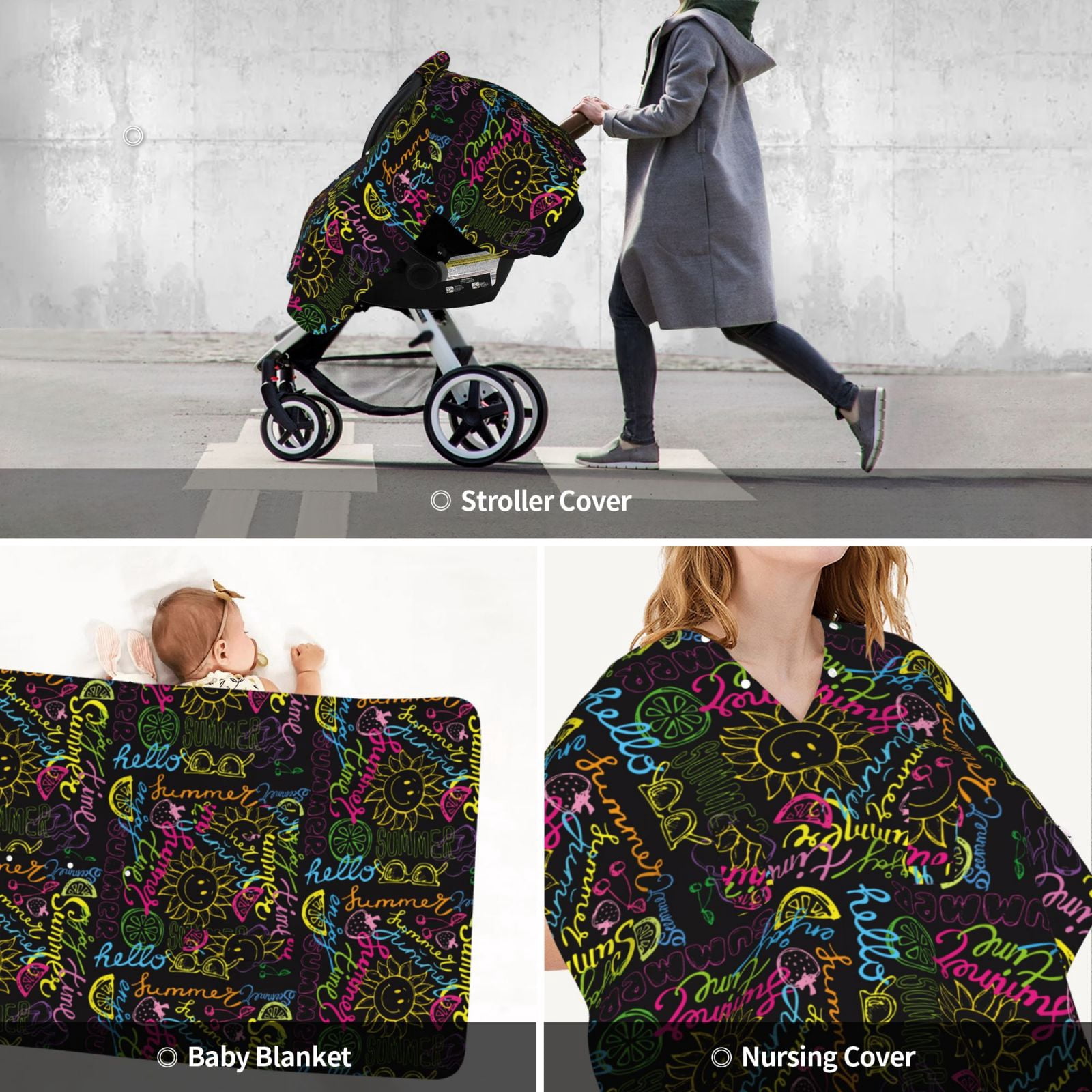 Car Seat Cover Baby - Color Summer Breathable Infant Car Seat Cover for Baby Carseat, Lightweight Comfort Baby Essentials Must Haves Newborn Stuff for Girl Boy