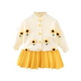 thumbnail image 1 of FAIWAD Toddler Baby Girls Spring Outfits Long Sleeve Embroidery Knit Cardigan and Pleated Mini Skirt Set, 1 of 4
