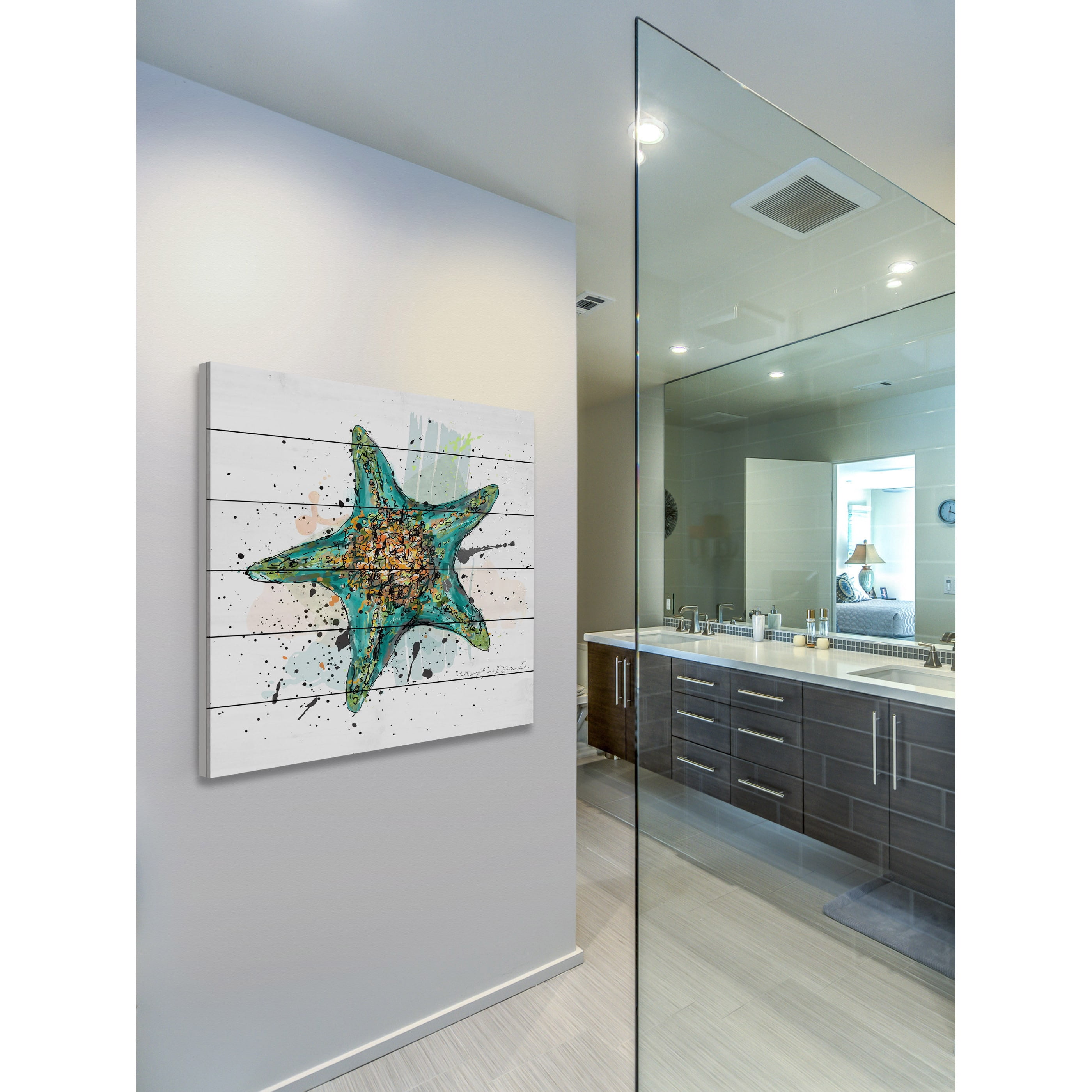 Marmont Hill "Etoile de Mer 3" by Marie-Eve Pharand Painting Print on White Wood