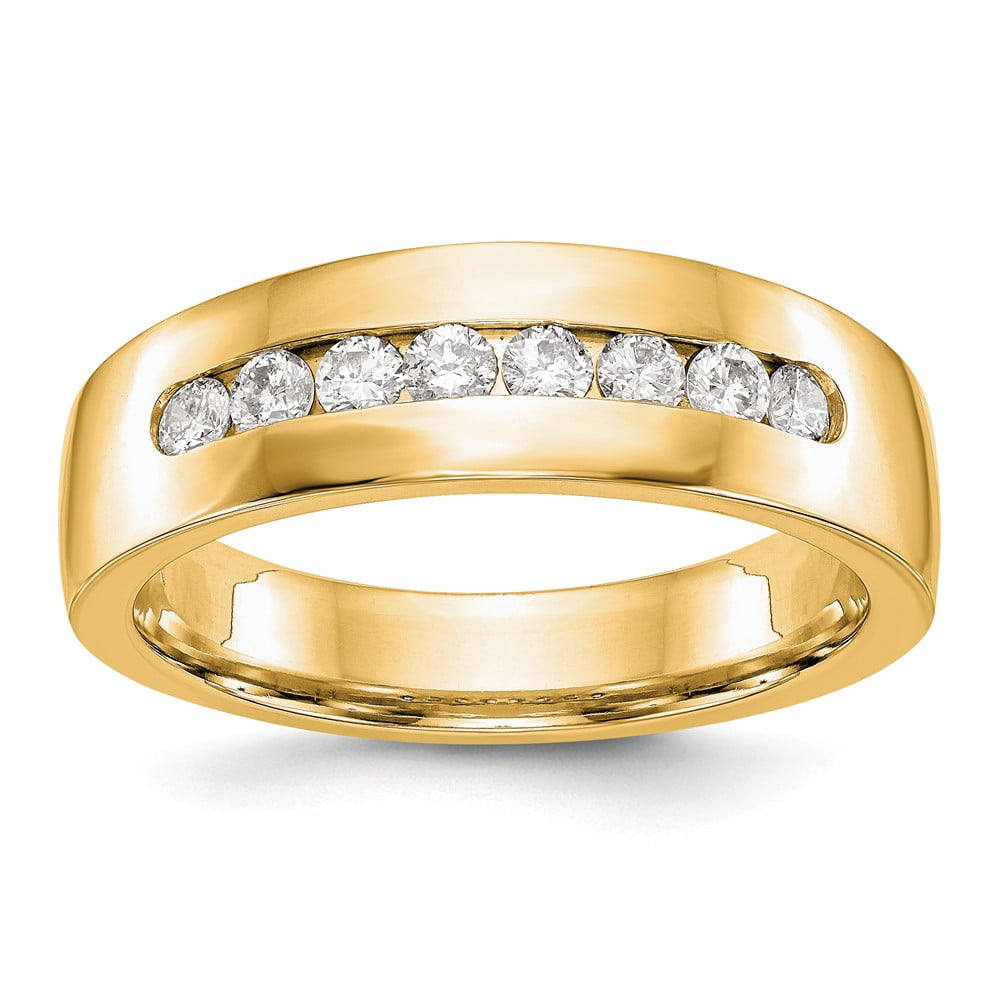 Solid 14k Yellow Gold Lab Grown Diamond Men's Ring Band Wedding Band ...