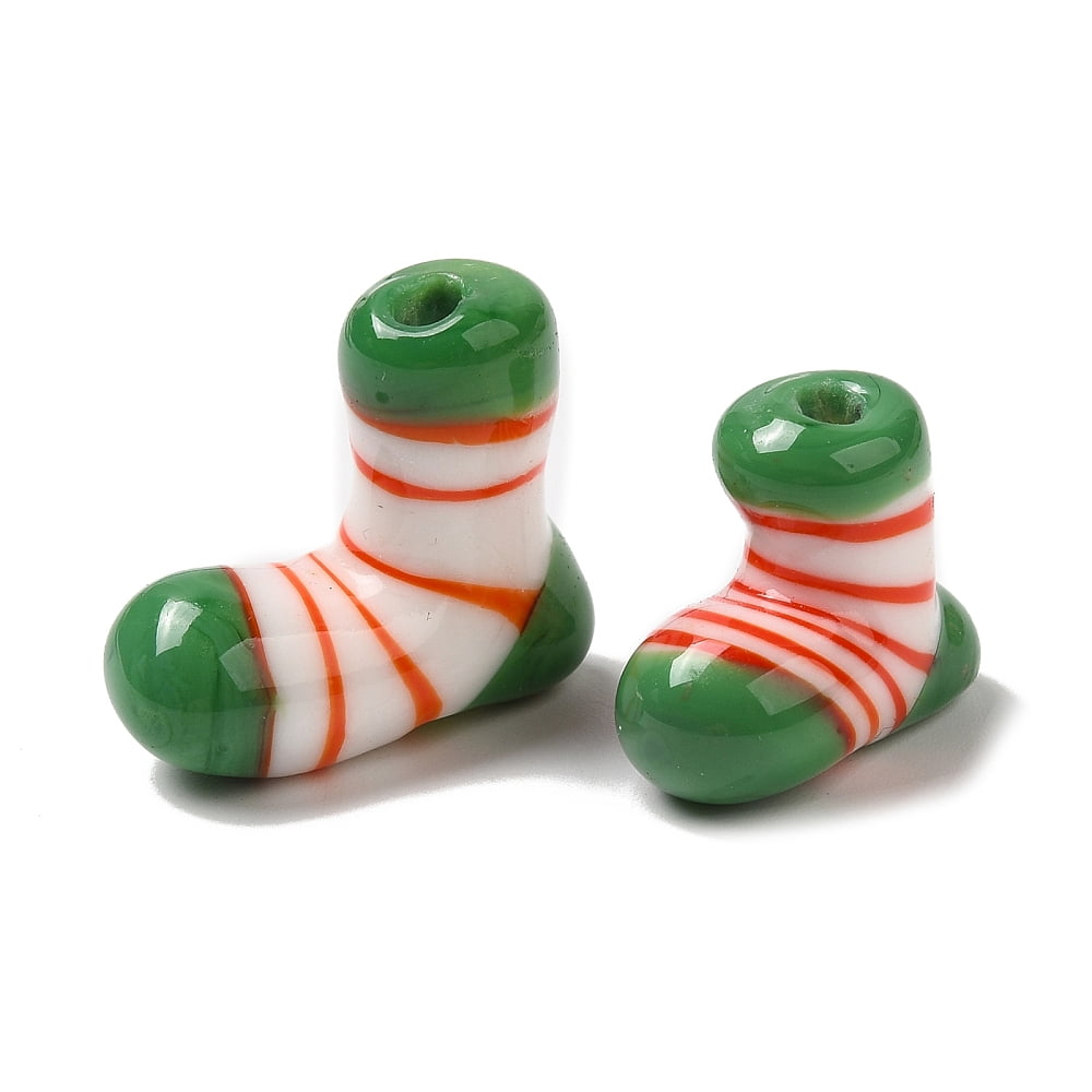 20 pc Handmade Lampwork Beads Christmas Stocking Colorful 17~19x20~21x10~11mm Hole: 1.2mm Material: Lampwork