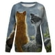 thumbnail image 4 of Camisas Para Mujer Moda Animalia Impreso Manga Larga Cuello Redondo Casual Tee Tops Blusa Odeerbi ODB123935, 4 of 5