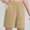 thumbnail image 2 of Women Summer Casual Shorts with Pockets Elastic High Waisted Loose Lightweight Lounge Walking Shorts (M, Khaki), 2 of 7
