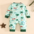 thumbnail image 4 of larppty Palm Trees Sailboats Hawaiian Baby Sleep Play Pjs One-piece Zip Front Romper Jumpsuit Pajamas, 4 of 7