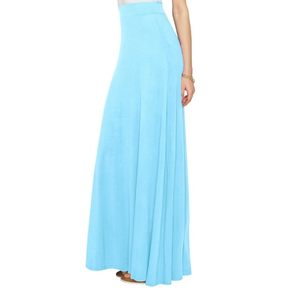 Made by Johnny Women's Solid Maxi Skirt with Elastic Waist Band XL AQUA